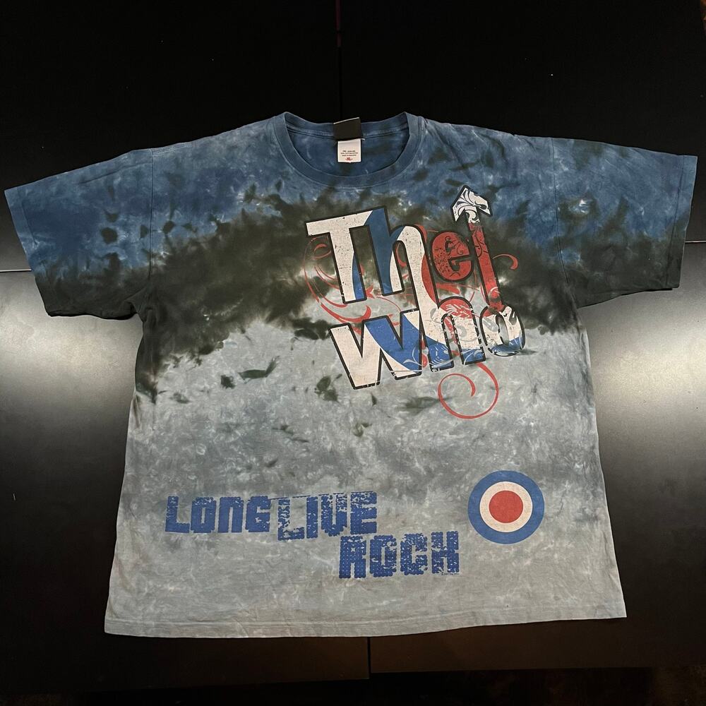 Vintage THE WHO Liquid Blue Tie‎ Dye T-shirt  Men’s Size XL Blue Rock Band Tee